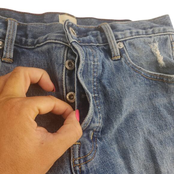 Gap Jeans Womens 27 28 Cone Denim Straight Ripped Button Fly Mid Rise Retro - Picture 8 of 12